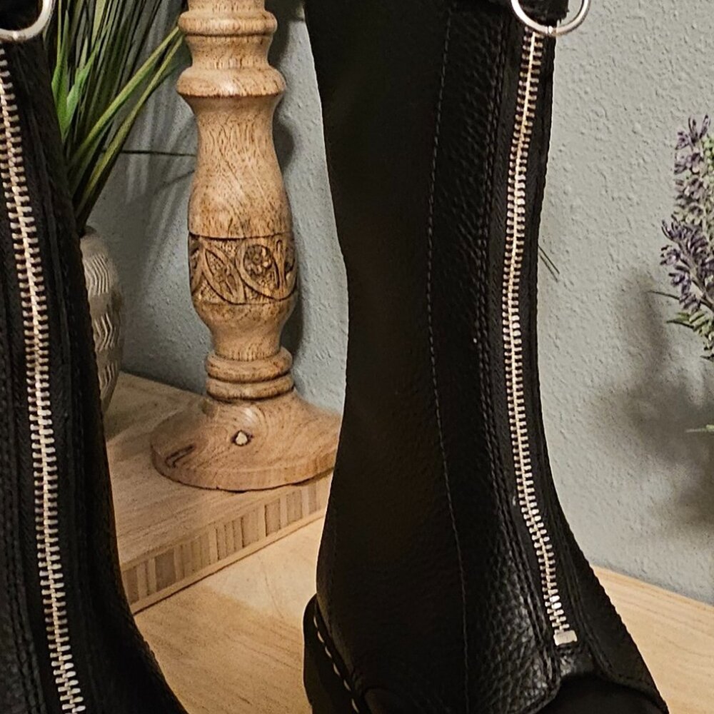 Dr. Martens Black Leather Front-Zip Platform Boots - Picture 15 of 15